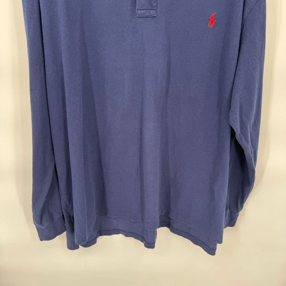 Polo Ralph Lauren Long Sleeve Polo Shirt Mens 3XB Big Blue Cotton Small Pony